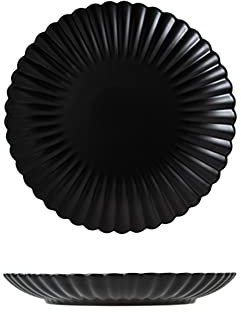 KWMAEEUID Dinner Plate 8 Inches Chrysanthemum Series Matte Ceramic Dinner Plates-Set of 2-Black Dinner Plates