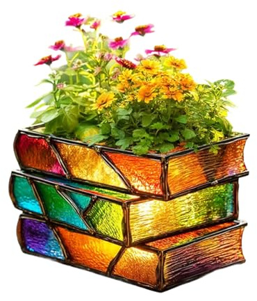 Generisch Jarrón de libro - Macetas apiladas coloridas | Macetas suculentas navideñas para amantes de las plantas | Divertidos plantadores y accesorios de jardín | Soporte de plantas suculentas para