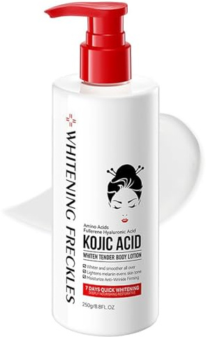 Lotion pour le Corps éclaircissante pour la Peau avec Acide Kojique, Lait Hydratant Corps Fermeté, Lotion Corporelle Blanchissant pour tous Types de Peau