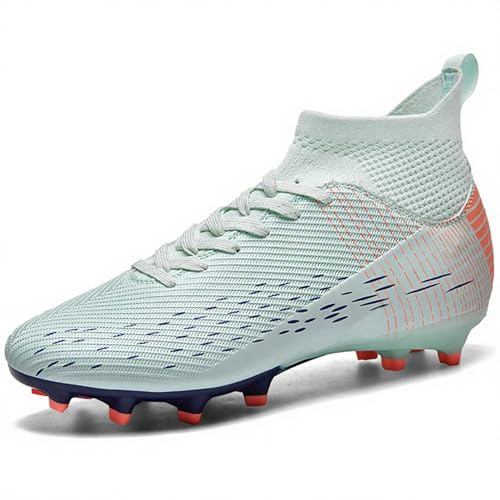 NUTTOPL Zapatillas de Fútbol Hombre Spike Profesionales Atletismo Calzado de Fútbol Turf Training Zapatillas de Deporte Equipo Futbol de Competición Turquesa 35 EU