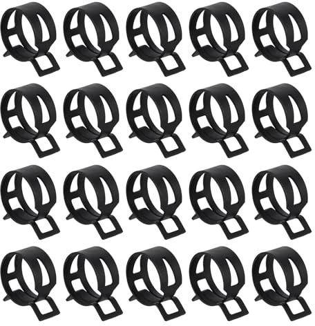 sourcing map 20pcs Spring Band Type Hose Clamps 27mm Fuel Line Hose Spring Clip Silicone Vacuum Hose Pipe Clamp Low Pressure Tube Clip Fastener, Black