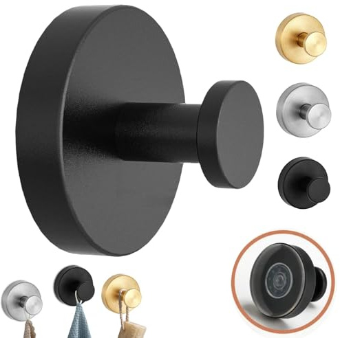 Suction Cup Hooks for Wreaths on Glass, 2025 New No Drill Suction Cup Hooks for Shower, Wreath Hanger for Front Door, Metal Towel Hooks for Window Bathroom Mirrors (Black, 1pcs)