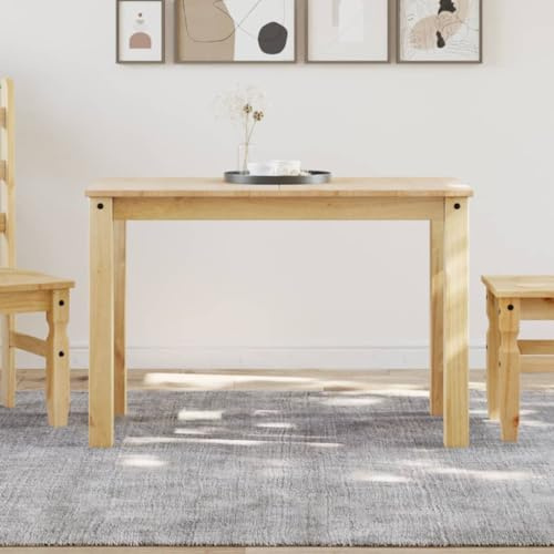 QUAHEAS Esstisch Panama 117x60x75 cm, Massivholz Kiefer Honigwachs-Finish, rustikaler Holztisch für Küche, Esszimmer, Frühstücksbereich, Stabiler Küchentisch