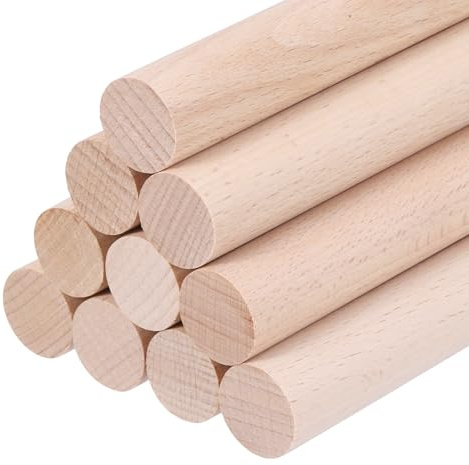 QUARKZMAN Holzdübel (22mm) 7/8 x 4 Zoll Runde Holzstäbe Unbehandelte Massivholzstäbe Bastelstab Für Kunstdekoration Bastel- Und DIY-Projekte Stab Packung Mit 10 Stück