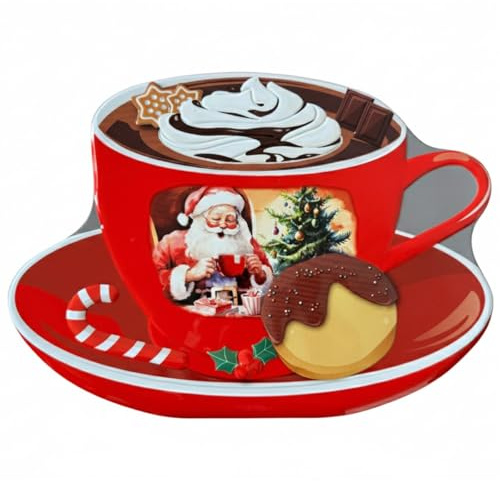 POWERHAUS24 Santas Trunk XL Blechdose für Plätzchen & Lebkuchen oder als Dekoration für die Winterzeit, 29 cm x 22 cm x 9,5 cm, lebensmittelecht, Winter-Edition mit Backrezept