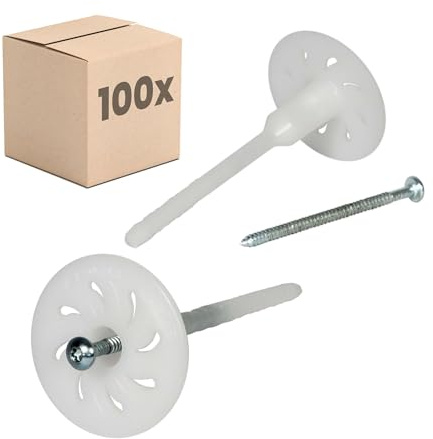 PROTEKTOR 100x Dämmstoff-Schraubdübel Ø8x160mm vormontierte WDVS Dübel für Fassadendämmung mit verzinkter Stahlschraube