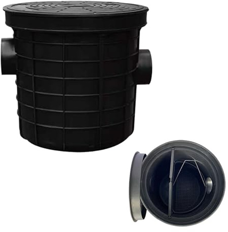 Laohucai Séparateur de Graisses Professionnel, en Plastique épais, 6,6/10,56 GPM, à Installer sous l'évier pour la Maison, Les hôtels et Les Restaurants. Entrée latérale, Noir(Dia 7.5cm,31.5x38cm)