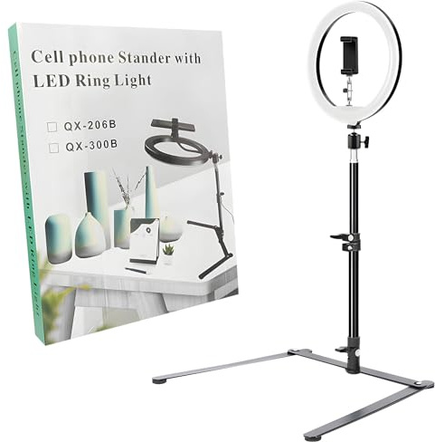 Trépied rotatif pour téléphone et appareil photo avec filetage universel 1/4 pour projecteurs appareils de streaming et accessoires mobiles. Support trépied de téléphone avec support LED