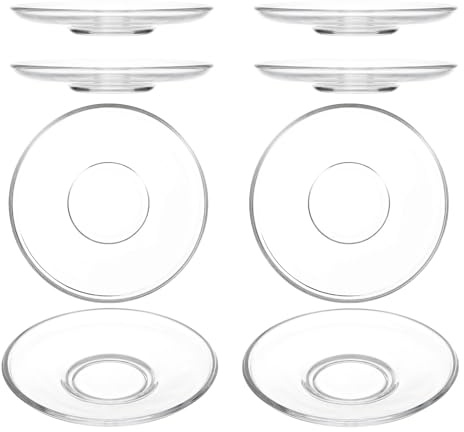 TOPPERFUN Piattini in Vetro Trasparente per Tazze da caffè e tè, Porta Cucchiaini Stabile, Vassoio Rotondo Versatile per Dessert e Snack, Set da 8 Pezzi per Uso Domestico e Riunioni