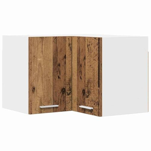 Tomostar Meuble d'angle Haut de Cuisine, Armoire Suspendue Bois Ancien et Blanc 57x57x40 cm