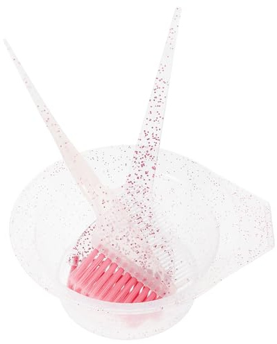 Lurrose Juego de Pincel y Cuenco para Teñir el Cabello, Set de 3 Piezas Transparente Efecto Nacarado, Pincel Cerdas Flexibles y Cuenco Reutilizable para Salón y Uso Doméstico, Tazón