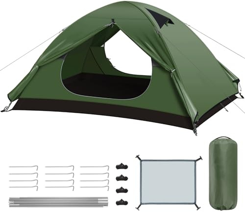 Forceatt Zelt 2 Personen Camping Wasserdicht, Ultraleicht Mit Kleinem Packmaß, Tragbares Kuppelzelt Zum Schnellen Aufbau Für Trekking, Camping, Wandern und Outdoor
