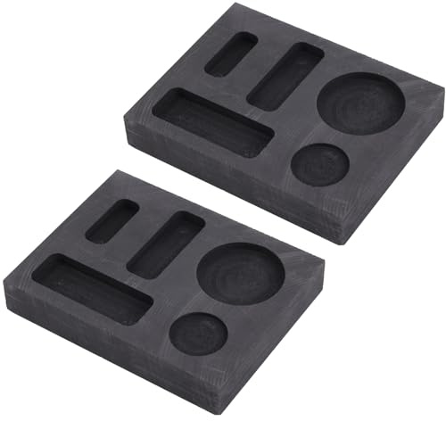 2uds Moldes Lingotes Grafito 5-en-1, Mini Moldes Fundición Metal para Fundir & Refinar Plata Latón Zinc Aluminio Oro Cobre DIY Fabricación Joyas & Suministros Trabajo Metal