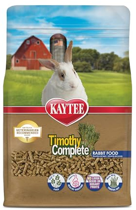 Kaytee Timothy Complete Rabbit Food, Made with Timothy Hay, High in Fiber, Supports Dental Health and Digestion, 4.5 pounds