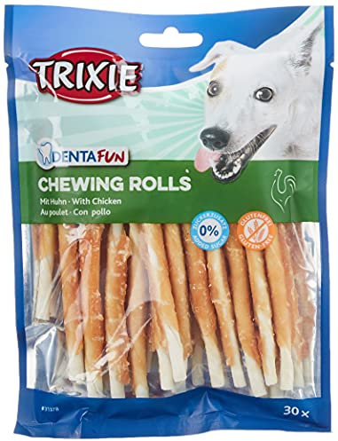 TRIXIE glutenfreie Hühnchen Kaurolle Denta Fun Chicken Chewing Rolls, 12 cm, 30 St./240 g - 31378