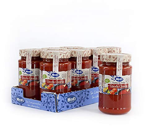 Hero Tomate Frito Receta Casera - Sin Conservantes ni Colorantes - Pack de 8 x 370 g