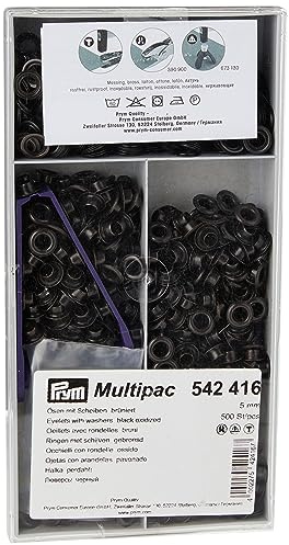 Prym 542416 Ösen und Scheiben MS 5,0 mm brüniert, Schwarz