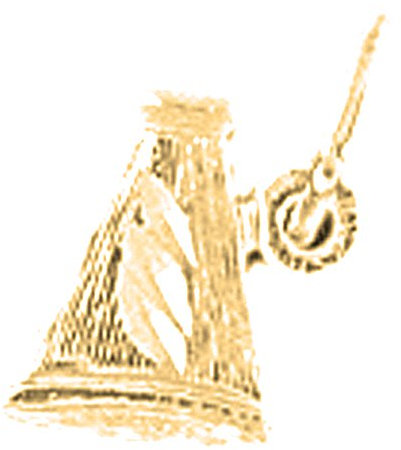 Jewels Obsession 18K Yellow Gold Cheerleader Baton Pendant, Made in USA