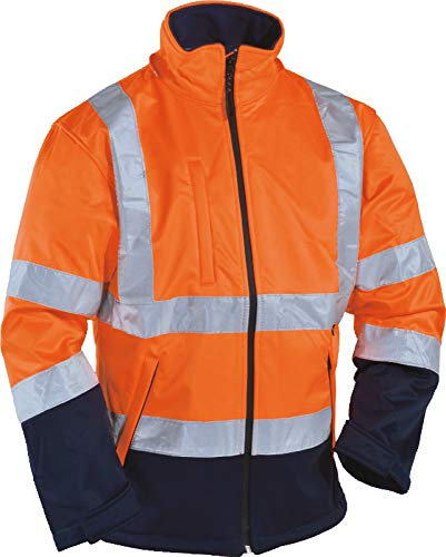 Vizwell Kontrast-Softshelljacke Warnschutzjacke Orange (XXL)