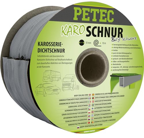 PETEC Karo-Schnur Butyl schwarz 10 mm x 10 m Rolle