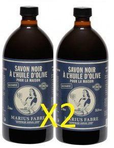 Marius Fabre SAVON DE MARSEILLE - Savon Noir à L'Huile d'Olive 1L - Lot de 2 Flacons - 2 x 1L