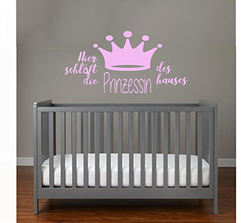 MacDecal.de Wandtattoo Wandaufkleber Sticker Hier schläft die Prinzessin des Hauses Kinderzimmer Babyzimmer Home (Rosa)