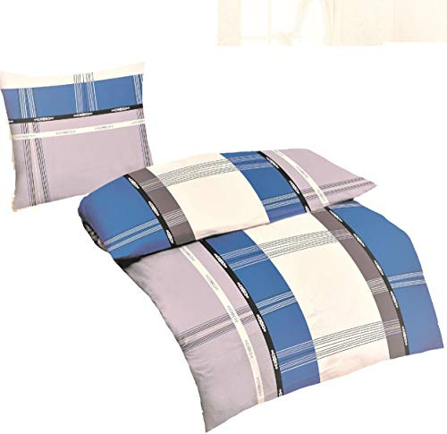 Dresscode 2tlg Wende Bettwäsche in Mikrofaser Übergröße Bettbezug 155x220 Kissenbezug 80x80 Streifen Grau Blau
