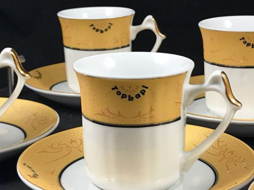 Topkapi – 12-tlg Tassen-Set Gloria Gold, als Kaffee-Set, Tee-Set, Espresso-Set, Porzellan mit Golddekor, für 6 Personen