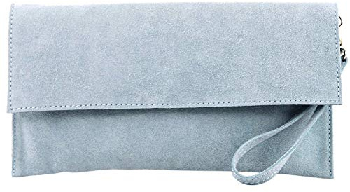 modamoda de T151 Damen Wildleder Rauleder Clutch Umhängetasche Abendtasche handmade in Italy