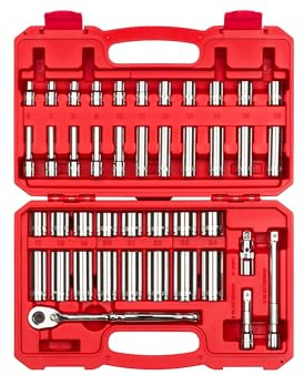 TEKTON 3/8-Antrieb 6-Kant Stecknuss und Ratschen-Satz, 42-teilig (6-24 mm) | SKT15201 | (6-24 mm), Grund- und Tiefe, Gehäuse