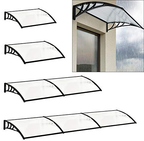 The Fellie Rain Canopy Door Canopy Awning Front Door Canopy for Outdoor Window Porch Shade Patio Roof Cover UV Protection, (Black/L120xW80xH23.8cm)
