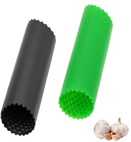 Pela Aglio in Silicone,2 Pezzi Manuale Sbuccia Aglio Peel Utensile da Cucina Sbucciatore Aglio Facile da Sbucciare Resistente e Inodore Nero/Verde