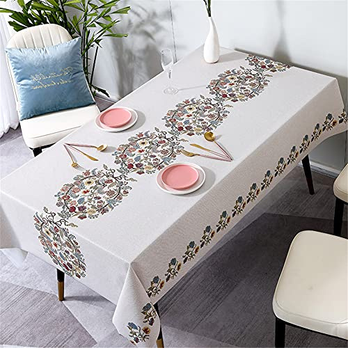 Hearda Tovaglia Plastificate Rettangolare in PVC, Copritavolo Vinile Impermeabile Antimacchia Facile da Pulire per Casa Giardino Compleanno Decorazione da Tavola (Cerchio di Fiori,140x180cm)