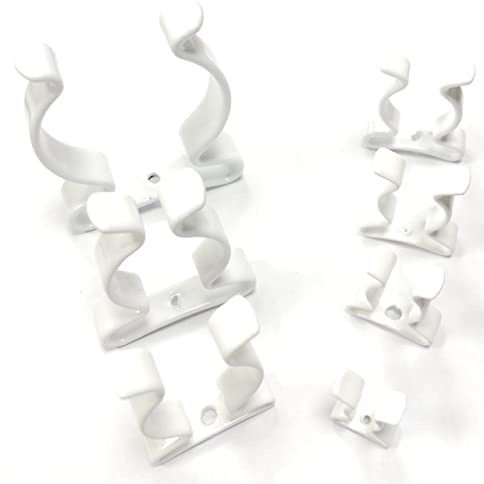 2 x Terry Tool Clips White Plastic Coated Spring Steel Grips Dia. 50MM