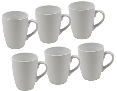 Kaffeetasse 340 ml aus Porzellan in weiß matt - 6er Set - Kaffee Tee Becher Tasse Becher Pott Mug spülmaschinenfest