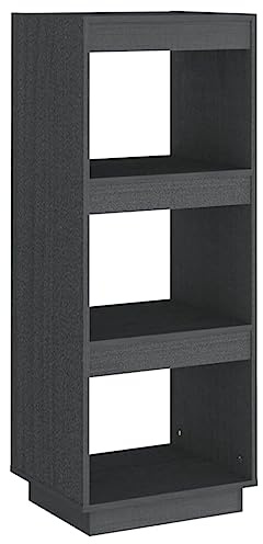 vidaXL Massivholz Kiefer Bücherregal Raumteiler Standregal Aktenregal Raumtrenner Regal Wandregal Büroregal Mehrzweckregal Grau 40x35x103cm
