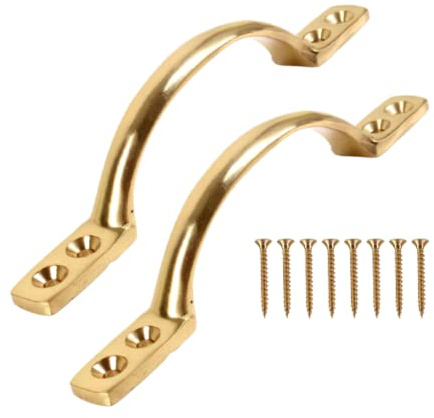 SISI UK Pull Handle Brass 5 Inch 125mm Brass Bow Handle for Furniture or Sash Window Frames Cabinet Drawer Cupboard Knobs Pack of 2.