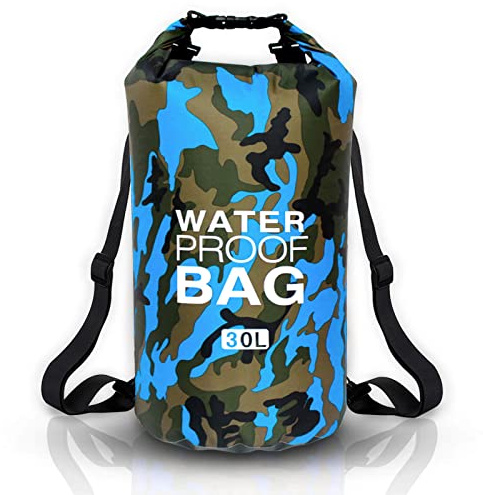 JSRHEEM wasserdichte Tasche, Dry Bag 10L 20L 30L Wasserdichter Beutel mit Verstellbarer Schultergurt Schwimmen, Rafting, Camping, Angeln, Bootfahren, Wandern, Kajakfahren Hellblau 30L