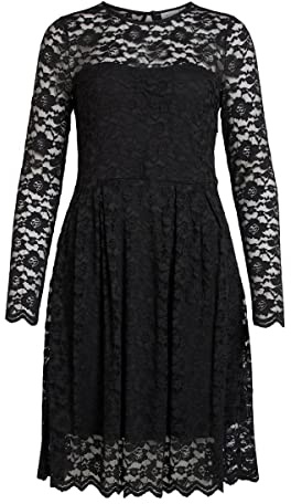Vila Damen Vikalila L/S Lace - Noos Dress, Schwarz, L EU