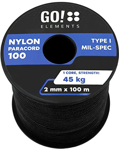 Paracord 100 Typ I | ø 2mm - 3 Kerne - max. 45 kg | 100% Nylonschnur, Seil - reißfest | Allzweckseil, Survival Schnur, Nylonseil, Reepschnur & Maurerschnur