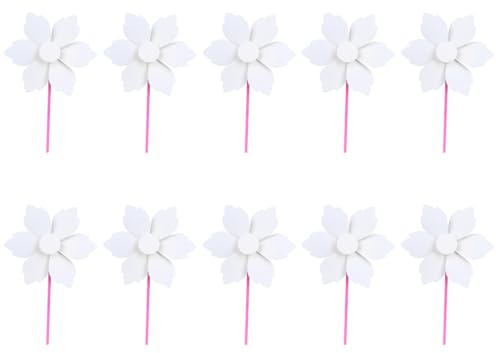 NUOBESTY 10pcs Blank Windmill Toy DIY Painting Graffiti Boys and Girls Art Paper Outdoor Toy for Childrens Arts and Crafts