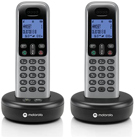 Motorola Senior-Friendly Cordless Phone with Answering Machine, 2 Handsets, Large Backlit Display, Easy-to-Use Big Buttons, Enhanced Volume with Hands-Free Speakerphone, Call Block, Caller ID, T612