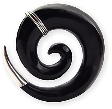 Fly Style Piercing Ohr Expander aus Horn und 925 Silber - Dehnschnecke Dehnspirale Dehnungsschnecke Dehnsichel, Grösse:12 mm (Paar)