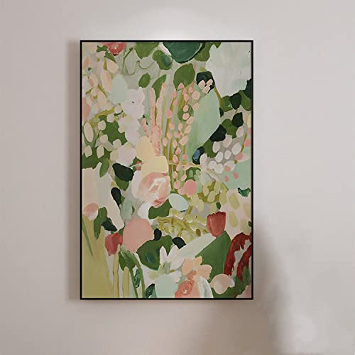 Acrylbilder, Grüne Blume Blätter Pflanze Sommer Abstrakte Kunst Moderne Kunstwerke Rahmenlose Handgemalte Ölgemälde Auf Leinwand Wandkunst Für Wohnzimmer Schlafzimmer Büro Wohnkultur,80X120Cm