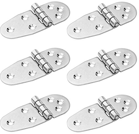 TSSS 6 PCS T-Strap Heavy Shed Hinge Folding Flip Top Hinge, Metal Edge Backflap Cabinet Hinges