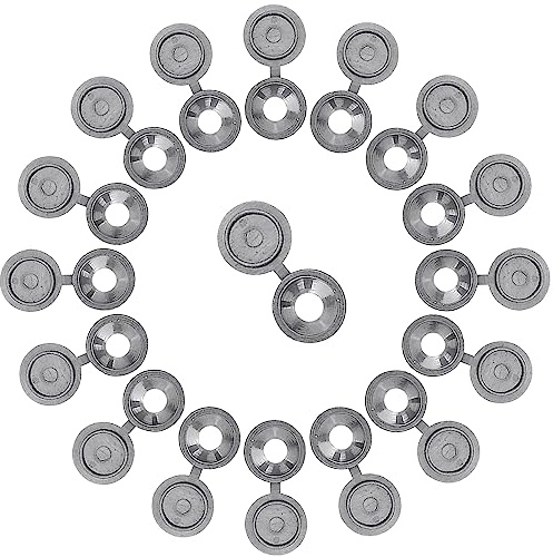 Screw Covers 100pcs Grey Plastic Screw Cap Hinged Fold Over Caps Rubber Dust Washer Flip Tops for M4-M8 Screw