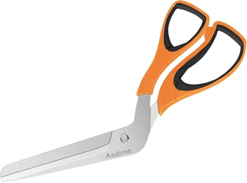 Asdirne Pizza Scissors, Pizza Cutter with Food Grade Sharp Stainless Steel Blade and Soft Handle, Multifunctional Kitchen Scissors, 27 cm, Black/Orange