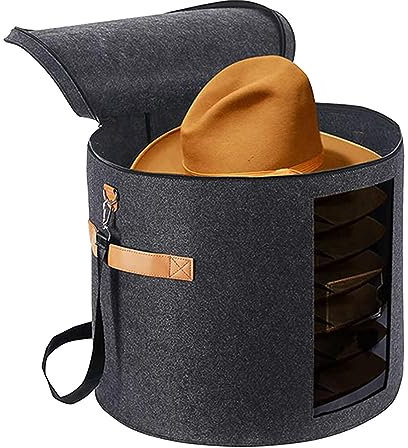 Kasmole Cowboy-Hut-Box - 19 T x 17 H großes Hut-Organizer-Etui - Hutaufbewahrungskoffer mit tragbarem und sichtbarem Design, Hutkoffer für Baseballmützen, Cowboyhüte, Steppspielzeug