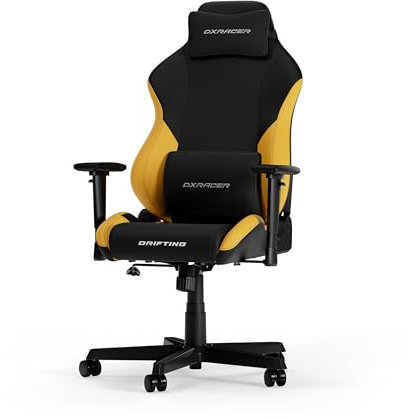 DXRacer DRIFTING L Schwarz & Gelb EPU Leder das Orginal Gaming Stuhl