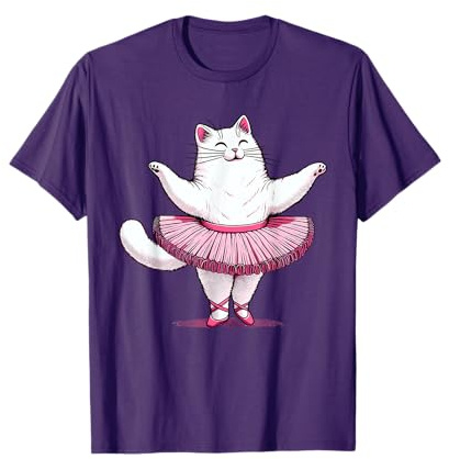 Cute Cat in Tutu Ballet Dancing Men Women Kids Funny Ballet T-Shirt